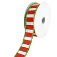 thumbnail image 1 of Christmas Stripes Tinsel Edge Wired Ribbon, 1-1/2-Inch, 10-Yard, 1 of 1