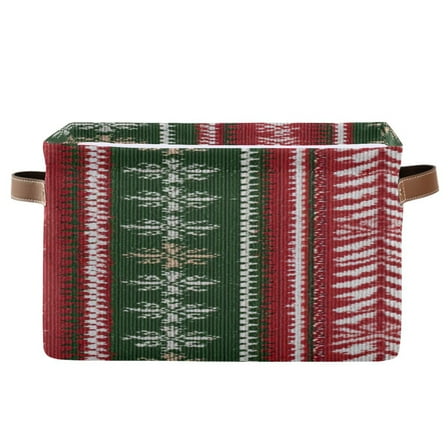Christmas Stripes Weaves Square Storage Bins with Handles Collapsible Containing Box 1 Pack