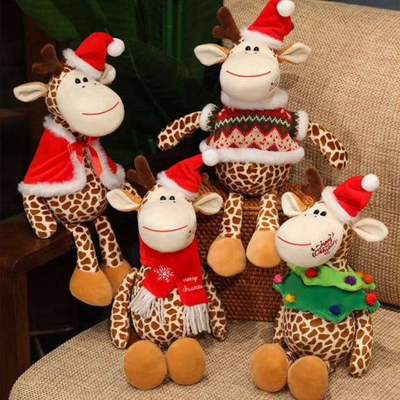 Christmas Stuffed Animals, Deer Stuffed Animal, Christmas Reindeer Plush Christmas Stuffed Deer Doll Cute Soft Decompress Animals Plush Toys Great Gifts for Holiday Party Festive Fall Winter House