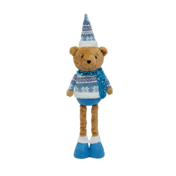 Christmas Stuffed Bear Doll, Soft Teddy Bear in Holiday Outfit for Winter Home Decor and Seasonal Gifting