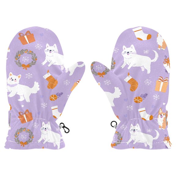Christmas Style Pattern Cold Weather Mittens Cozy Gloves with Adjustable Fit Perfect for Outdoor Fun