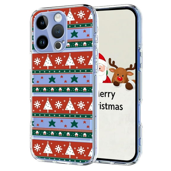 Christmas Style Phone Case For iPhone 15 Pro Max,Cute Christmas Pattern Back Design,Ultra Slim Soft TPU Protective Shockproof Anti-fall Anti-Scratch Transparent Thin Phone Case,Christmas Ribbons