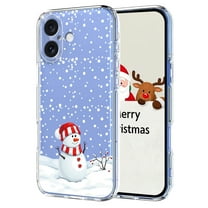 Christmas Style Phone Case For iPhone 16 Plus,Cute Christmas Pattern Back Design,Ultra Slim Soft TPU Protective Shockproof Anti-fall Anti-Scratch Transparent Thin Phone Case,Christmas Snowman