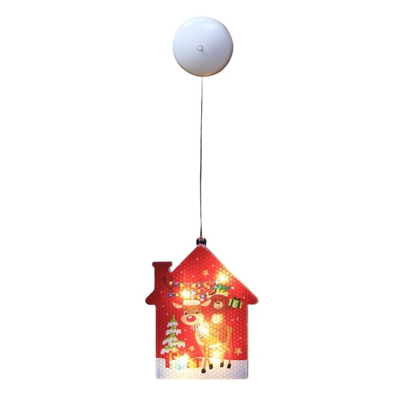 Christmas Suction Cup Window Light – Battery-Powered Hanging LED Chandelier for Glass, Mirror, or Door – Multicolor Holiday Festival String Light Decor