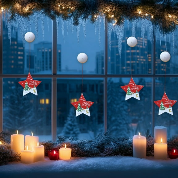 Christmas Suction Cup Window Lights, 13 Inch Battery Powered LED Light String with Sucker - Multicolor Holiday Decor for Glass & Mirrors Multicolor