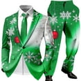 thumbnail image 1 of Christmas Suit for Men 2 Piece Formal One Button Xmas Jacket Blazer And Trousers Set Slim Fit Winter Party Wedding Men's Suits, 1 of 5