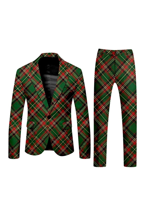 Christmas Suit for Men 2 Piece One Button Xmas Jacket with Pocket Blazer And Pant Set Funny Snowflake Slim Fit Winter Party Christmas Suit