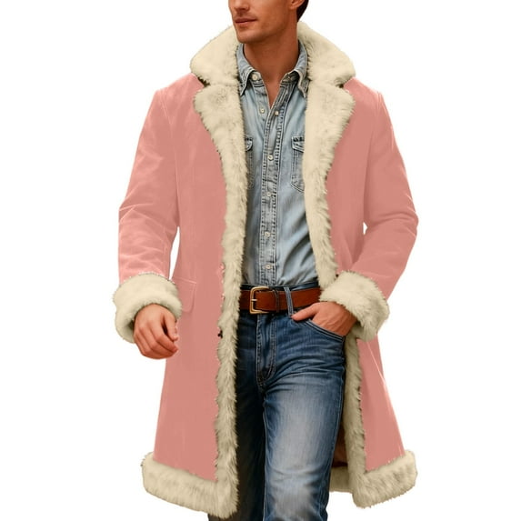 Christmas Suit for Men Christmas Cardigan Santa Jacket Coat for Men Hoodies Claus Adult Suit Outfit Party Women Long Fleece Pink XL