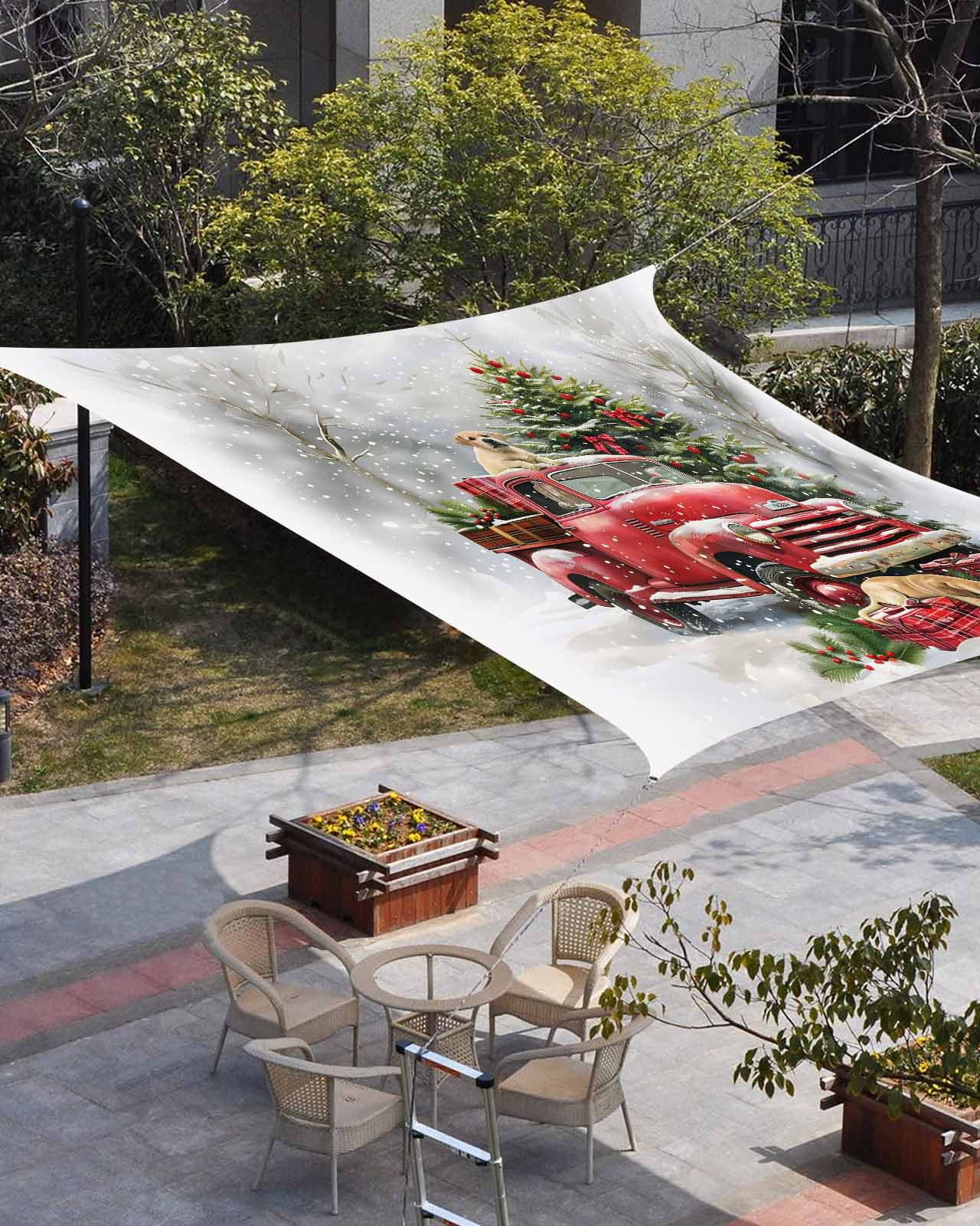 Christmas Sun Shade Sail 6.5'x10' Rectangle Outdoor Shade Canopy, Red ...