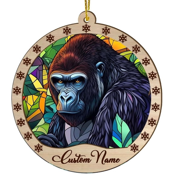 Christmas Suncatcher Silverback Gorilla, Silverback Gorilla Ornament, Silverback Gorilla Decorations, Silverback Gorilla 3D28Gt (Silverback Gorilla 5)