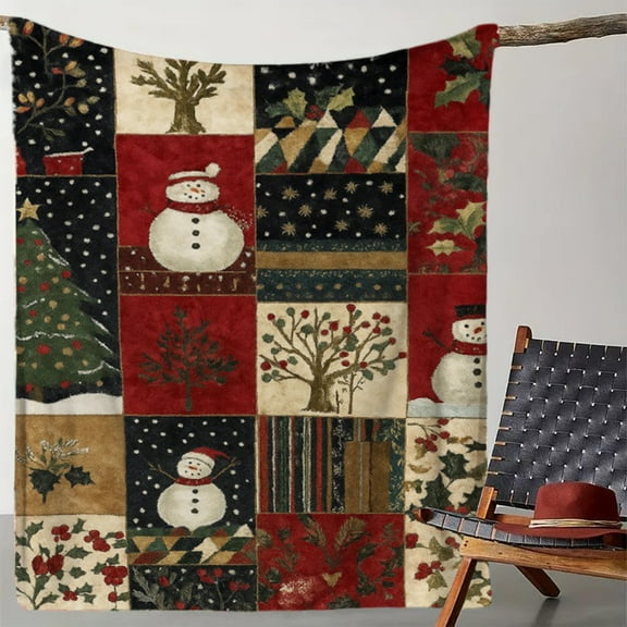 Christmas Super Soft Flannel Fleece Throw Blanket - Warm Plush Blanket for Sofa, Bed, or Chair - Festive Holiday Design, Perfect for Winter Warmth & Christmas Home Decoration, 27.5*39.3in, B