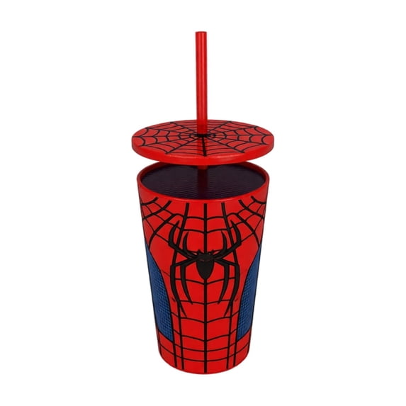 Christmas Superhero Reusable Tumbler with Straw Red Spider Pattern Iced Coffee Cup for Home and Office