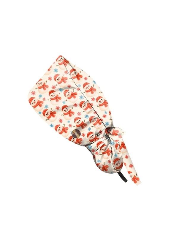 Christmas Surgical Scrub Cap Tie Back Hair Cover for Women Men Multipurpose Work Hat Cleaning Salon Casual