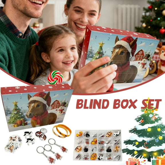 Christmas Surprise Blind Box Calendar, 24-Day Horse Countdown Advent Calendar with Mystery Collectibles for Holiday Parties and Gatherings