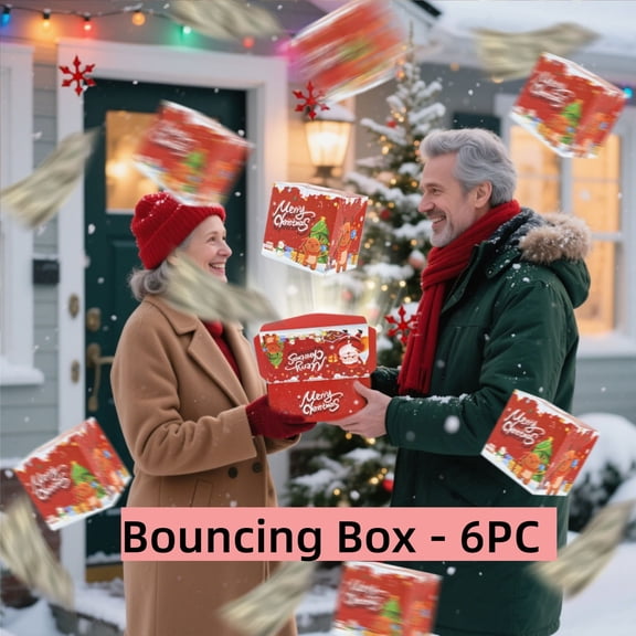 Christmas Surprise Box, Surprise Gift Box Explosion for Money, DIY Unique Folding Bouncing Money Gift Boxes for Cash, Cash Explosion for Christmas Decoration [6 Bounces] Red