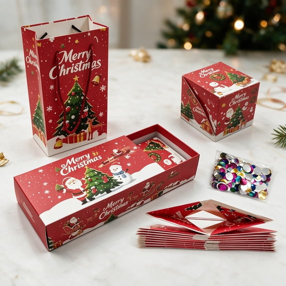 Christmas Surprise Explosion Gift Box, Folding Bouncing Cash Pop Up Money Box Set for Cash Gift , Complete Gift Box Set for Christmas Party Favors