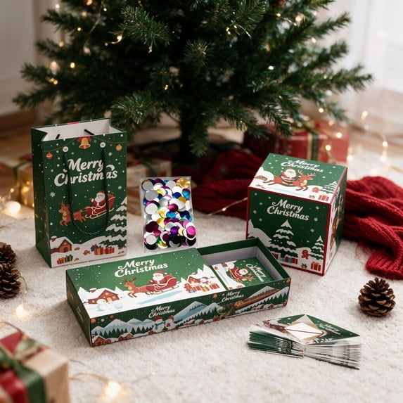 Christmas Surprise Explosion Gift Box, Folding Bouncing Cash Pop Up Money Box Set for Cash Gift , Complete Gift Box Set for Christmas Party Favors