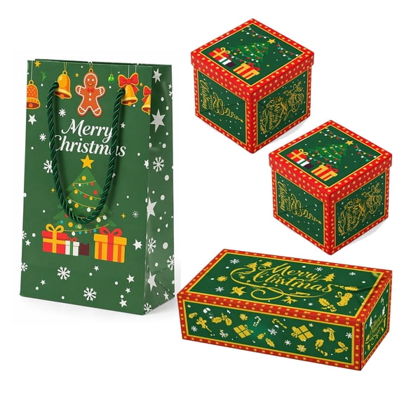 Christmas Surprise Explosion Gift Box with 10 pops Up Bounce Boxes, Gift Bag and Glitter, DIY Pull Out Folding Cash Money Box for Birthday Party