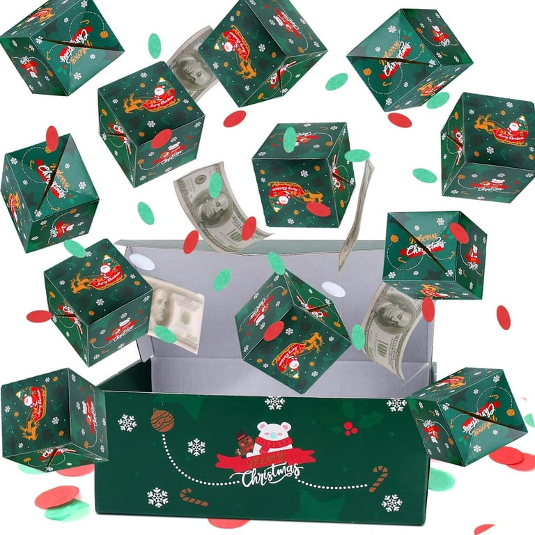 Christmas Surprise Gift Box-Christmas Explosion Gift Box with Confetti-  Creating Most Surprising Gift Magical Jumping Surprise Proposal Gift Box  DIY Folding Bouncing Gift Box Pop up Prank Box 
