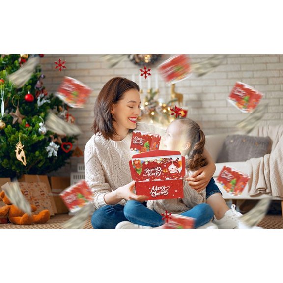 Christmas Surprise Gift Box, Exploding Money Box with Spring-Loaded Bounce Effect, Foldable Cardstock Cash Gift Box for Holiday Gift Exchange, Party Favors, 6 Boxes