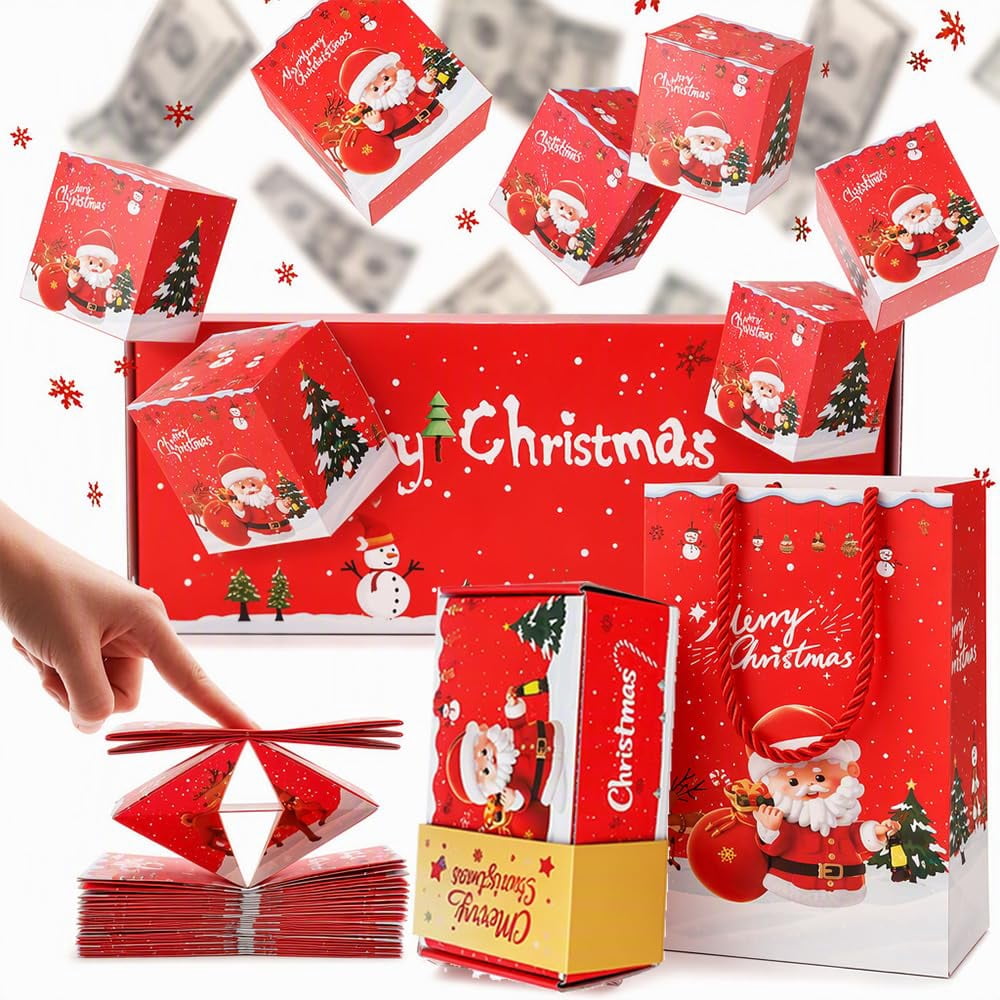 Explosion Backpack Christmas Surprise Gift Box Explosion, Folding Pop-Up Money Box with ...
