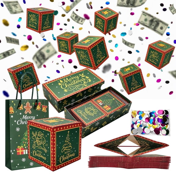 Christmas Surprise Gift Box Explosion for Money, Pop Up Exploding Money Surprise Box, Creative Christmas Cash Gift Box for Holiday Surprise Decor