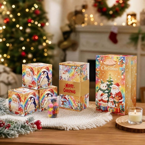 Christmas Surprise Gift Box for Money, Exploding Folding Bouncing Paper Boxes with Outer Gift Box and Matching Gift Bag, Money Gift for Christmas and Parties, Yellow 6 Bouncing Boxes