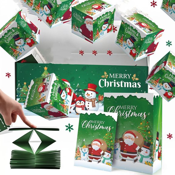 Christmas Surprise Jump Box, Santa Snowman Exploding Gift Box Set Holiday Candy Treat Favor Boxes for Xmas Party Decor