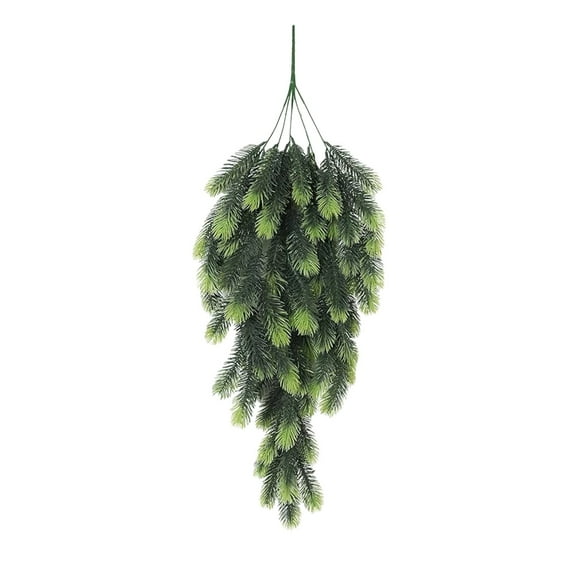 Christmas Swag, Artificial Pine Garland, 30 Inch Teardrop Shaped Holiday Vine Hanging with Velvet Ribbon and Cones, Outdoor Indoor Durable Plastic Decorative Wreath