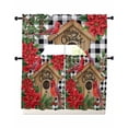 thumbnail image 1 of Christmas Swag Kitchen Curtains Sets for Windows 24 Inch Length, Red Cardinal Bird Poinsettia Pine Needles Plaid Short Window Curtain Panels Swags Valances and Tiers 3 Piece Set for Cafe/Dining Room, 1 of 5