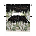 thumbnail image 1 of Christmas Swag Kitchen Curtains Sets for Windows 24 Inch Length, Winter Xmas Trees Snowflakes Country Cabin Black Short Window Curtain Panels Swags Valances and Tiers 3 Piece Set for Cafe/Dining Room, 1 of 5