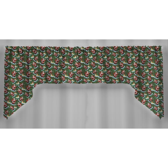 Christmas Swag Panels by Penny's Needful Things (Set of 2) 24 Inch Long Swag Panels UNLINED (Santa)