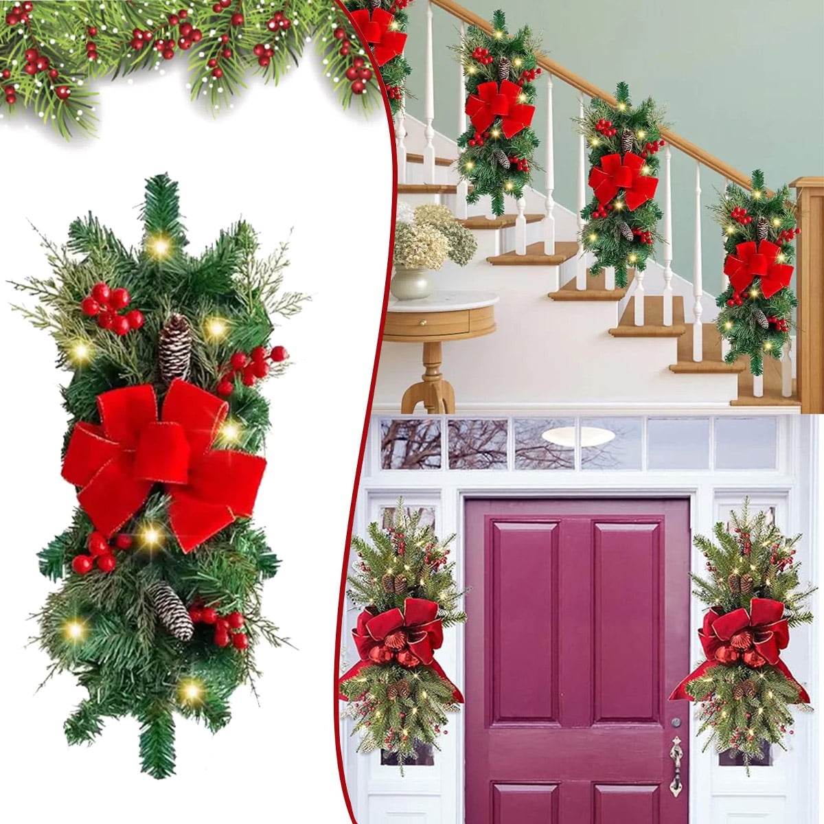 Christmas Swag Wreath Pendants Ornament Christmas Wreath Staircase