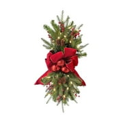 Christmas Swag Wreaths with Lights, Cordless Prelit Stairway Swag Trim Teardrop Door Swag Garlands for Wall Front Door Decor