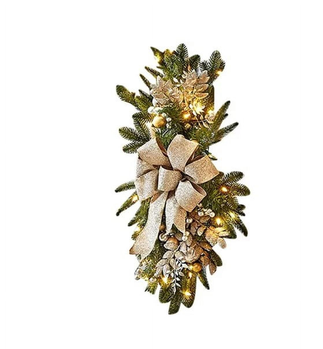 Christmas Swags and Garlands with Lights Cordless Stairway Swag