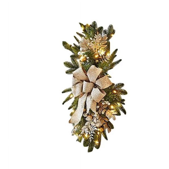 Christmas Swags and Garlands with Lights Cordless Stairway Swag