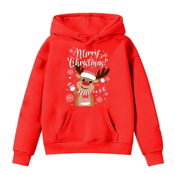Christmas Sweater Boys Girls Christmas Sweatshirts Funny Xmas Hoodies Pullovers Color: Red Size: 7-8 Years