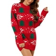 thumbnail image 1 of Christmas Sweater Dress for Women Crewneck Long Sleeve Tops Cute Funny Holiday Knit Chrismas Tree Casual Dress Pullover Sweater Alsol Lamesa, 1 of 6