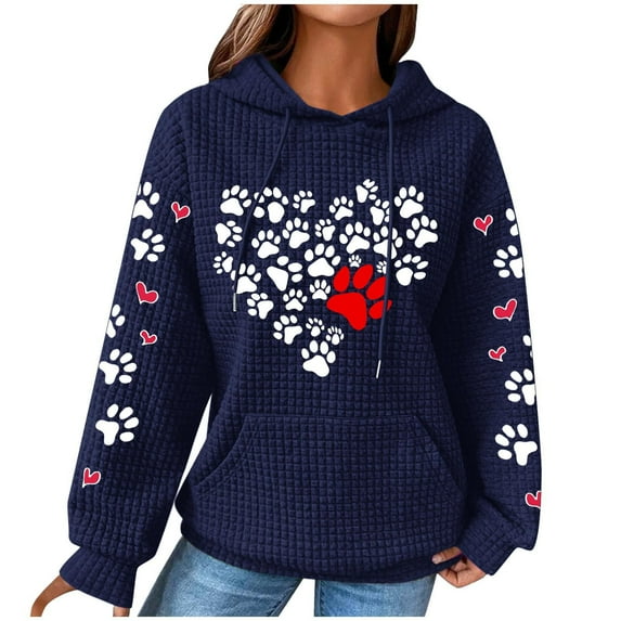 Christmas Sweater Hoodies for Women Trendy Winter Sweaters Clearance Crew Neck Sweater Long Sleeve Tops Fashionable Women's Printed Pullover Round Neck Top