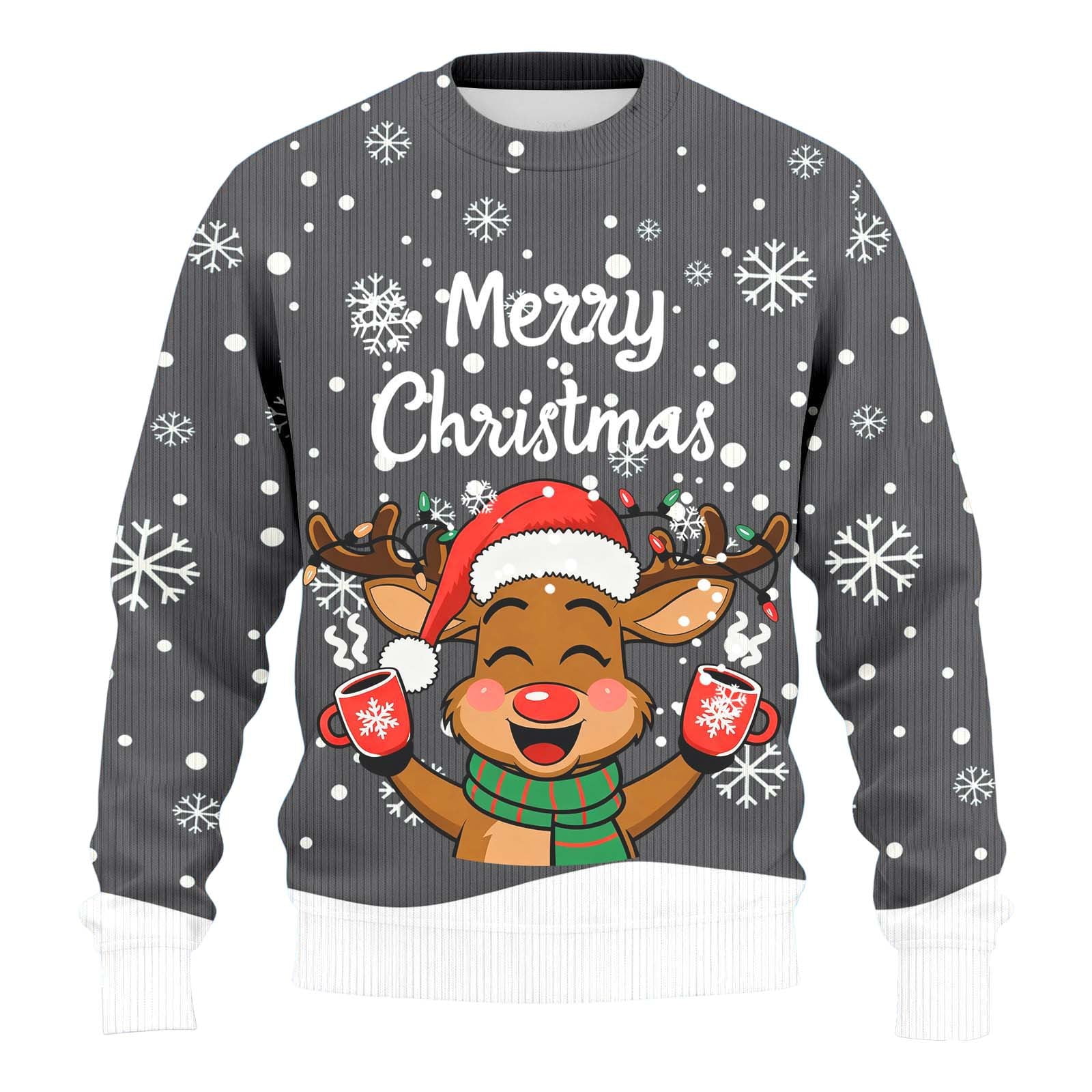 Christmas Sweater Men Sweaters Funny Sweatshirt Knit Plus Size Big and Tall Holiday Vacation Elf Adult Sweatshirts