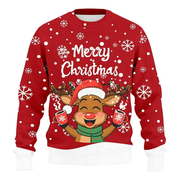 Christmas Sweater Men Sweaters Funny Sweatshirt Knit Plus Size Big and Tall Holiday Vacation Elf Adult Sweatshirts