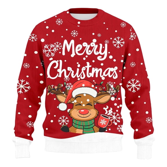 Christmas Sweater Men Sweaters Funny Sweatshirt Knit Plus Size Big and Tall Holiday Vacation Elf Adult Sweatshirts