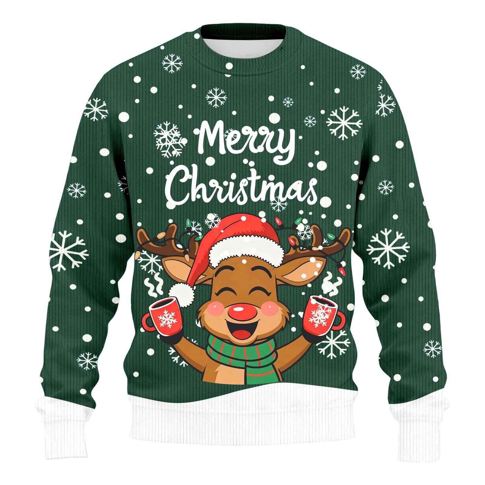 Christmas Sweater Men Sweaters Funny Sweatshirt Knit Plus Size Big and Tall Holiday Vacation Elf Adult Sweatshirts