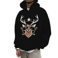 thumbnail image 1 of Christmas Sweater Men Sweatshirts Ugly Hooded Sweatshirts Christmas Reindeer Print (Black M), 1 of 2