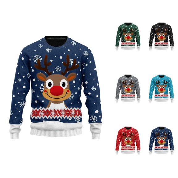 Christmas Sweater, Men’s Reindeer Christmas Sweater, Knit Turtleneck Hoodie, Cozy Holiday Pullover for Winter Parties and Family Gatherings