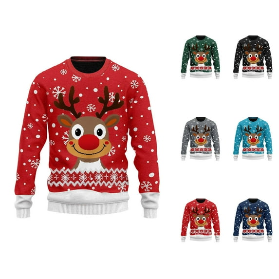 Christmas Sweater, Men’s Reindeer Christmas Sweater, Knit Turtleneck Hoodie, Cozy Holiday Pullover for Winter Parties and Family Gatherings