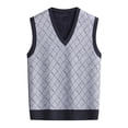 thumbnail image 1 of Christmas Sweater Mens Winter V Neck Sleeveless Knit Vest Sweater Vest (Color: Black,Size: M ), 1 of 9
