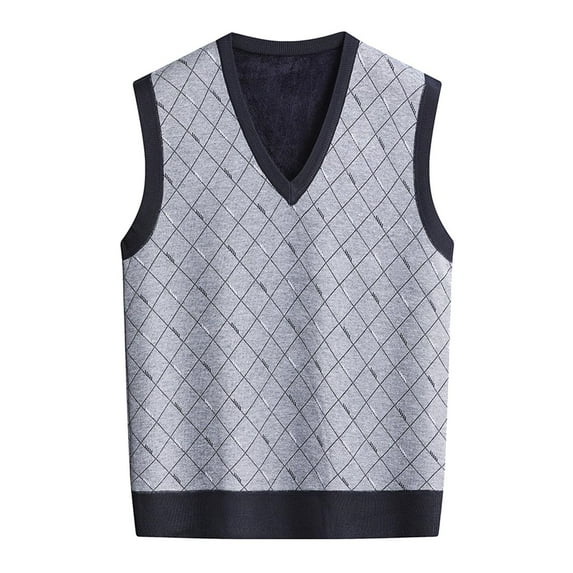 Christmas Sweater Mens Winter V Neck Sleeveless Knit Vest Sweater Vest (Color: Black,Size: M )