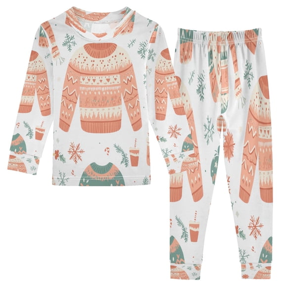 Christmas Sweater Pattern Boys Girls Cotton Pajamas 2 Piece Set Sleepwear Soft and Comfortable Homewear Nightwear