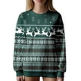 thumbnail image 1 of Christmas Sweater Reindeer Snowflakes Crewneck Knit Pullover Jumper Color: Green Size: M, 1 of 4
